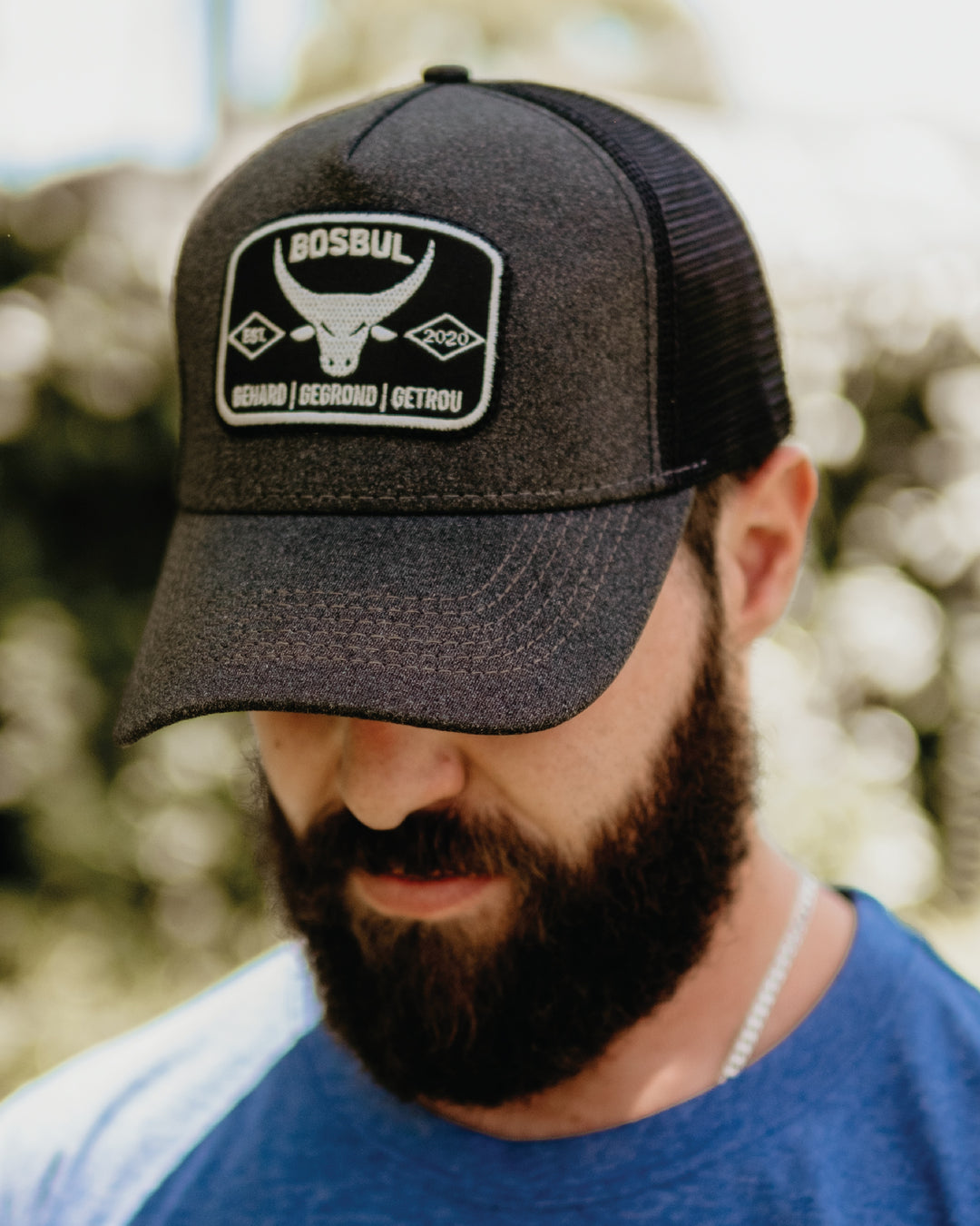 Bosbul Grey Trucker Cap with Patch