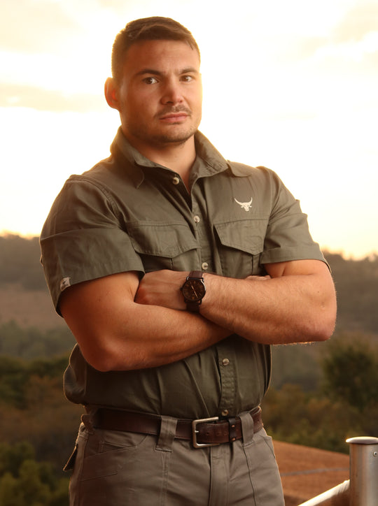 Double Stitched Vented Cotton Twirl  Bush Shirts (Olive)