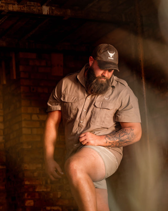Double Stitched Ripstop Bush Shirt (Mud Brown)
