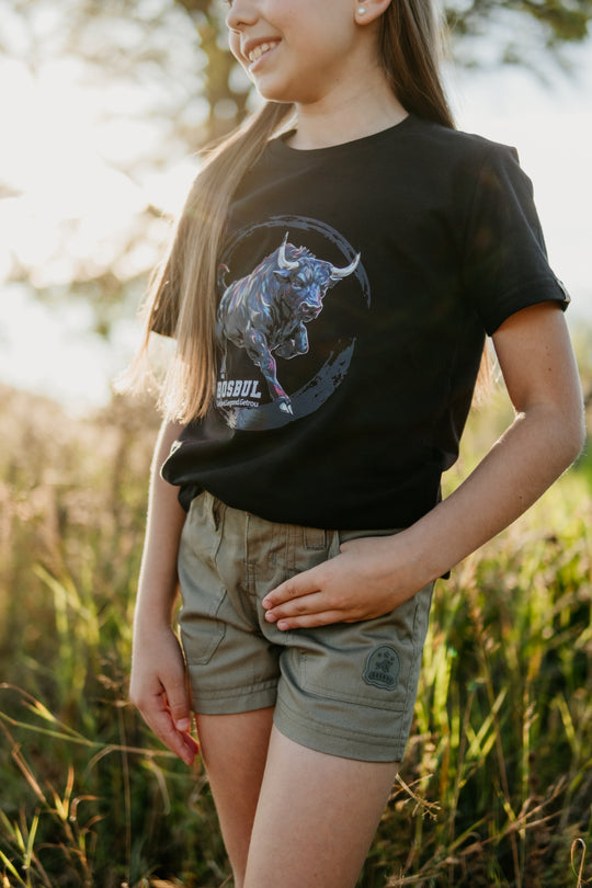 KIDS BLACK WITH COLORFUL BULL