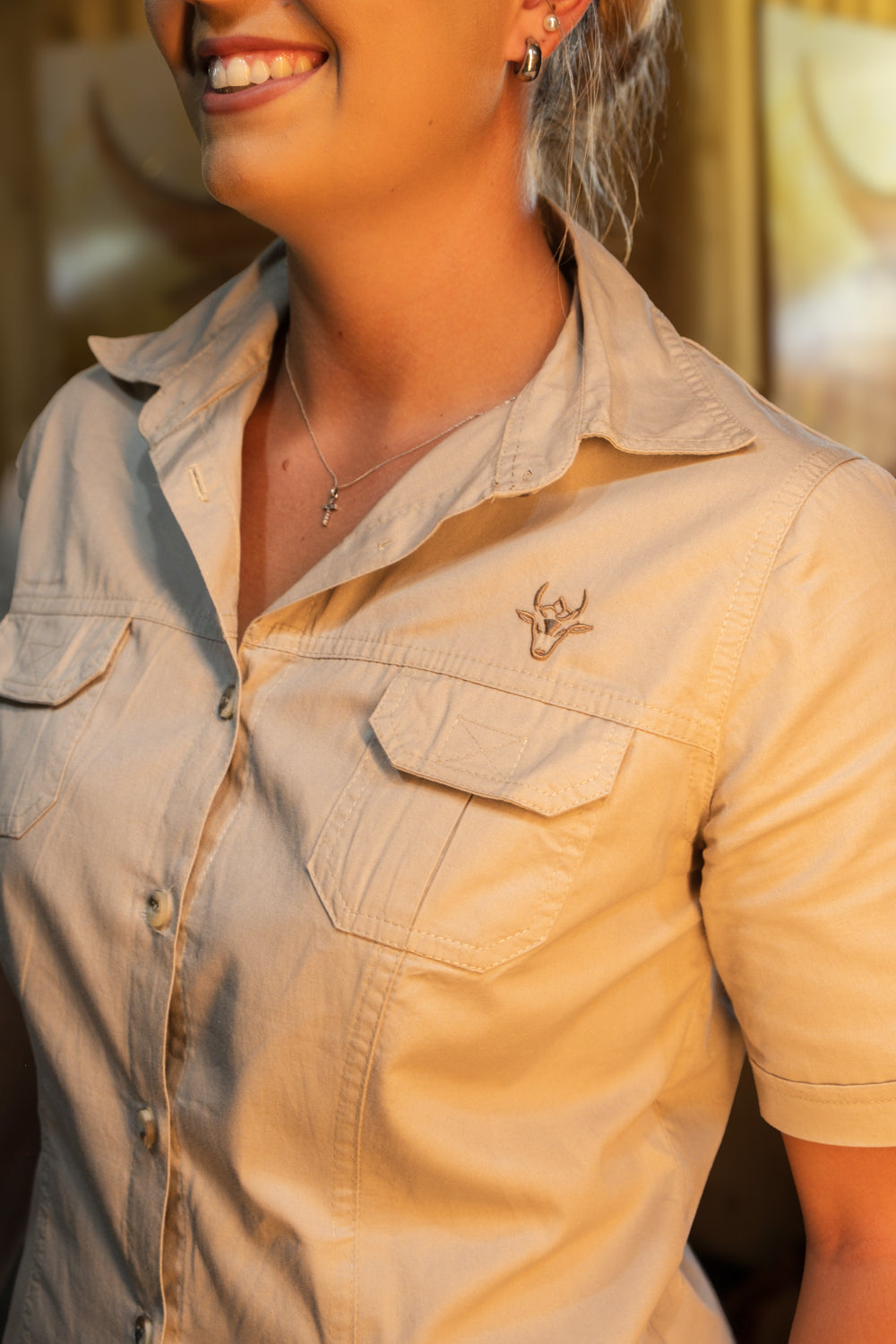 Bosbok Double Stitched Cotton Twirl Bush Shirts - Stone