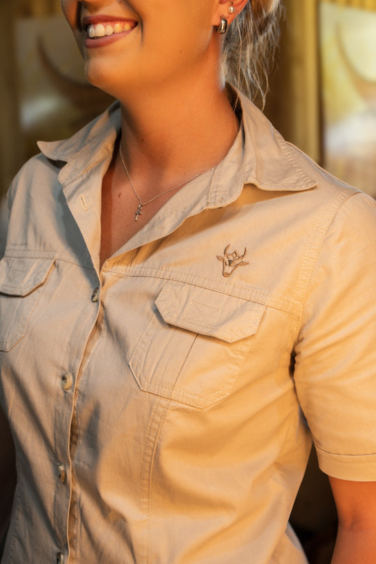 Bosbok Double Stitched Cotton Twirl Bush Shirts - Stone