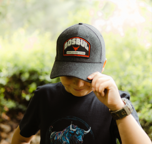 CAP BOSBUL CHARCOAL WITH RED PATCH