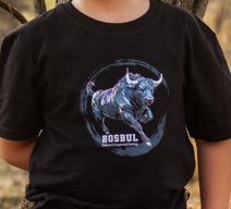 KIDS BLACK WITH COLORFUL BULL