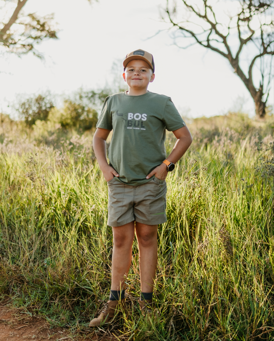 T-SHIRT BOSBUL KIDS OLIVE WITH SPLIT BULL