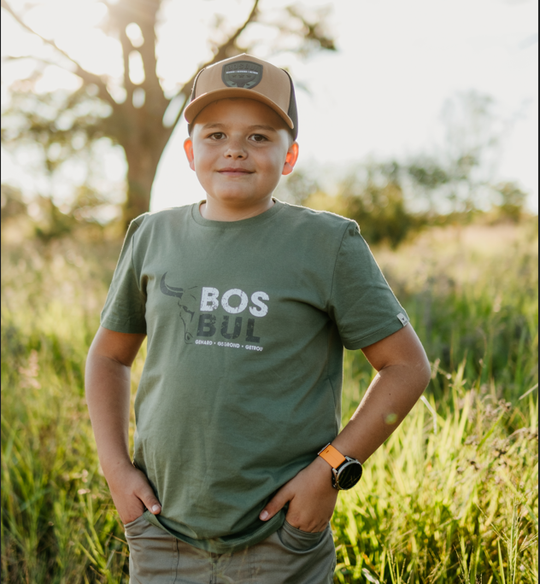 T-SHIRT BOSBUL KIDS OLIVE WITH SPLIT BULL