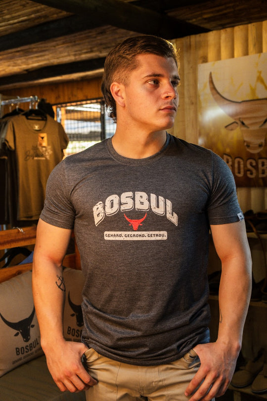 Bosbul Charcoal Melange With Red Stitching T-Shirt
