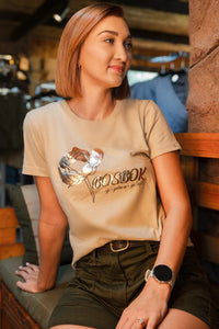 Bosbok Khaki With Shining Flowers T-Shirt